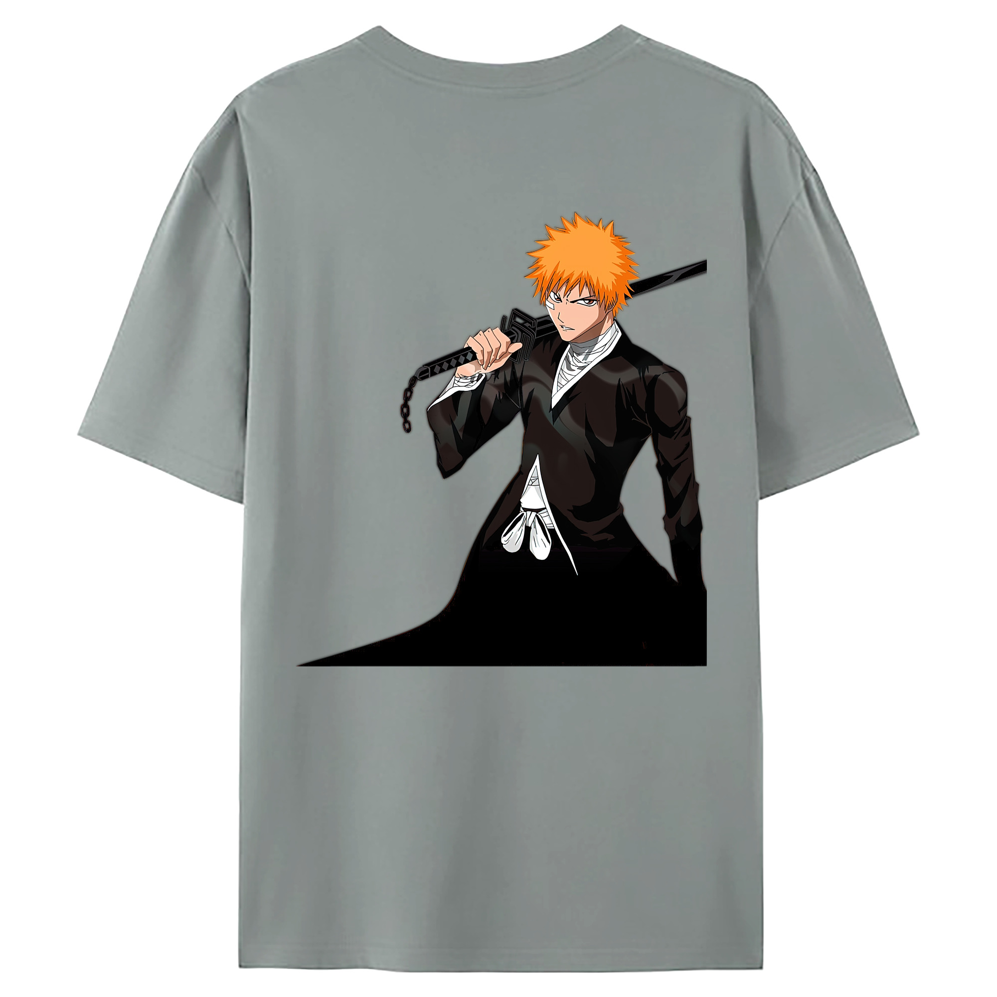 （画像用） ブリーチ 黒崎一護（くろさき いちご）BLEACH Kurosaki Ichigo 綿100％ メンズ半袖Tシャツ（バックプリント） 通気性